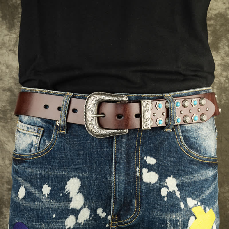 Cintura unisex lussuosa con accenti turchesi imitazione - image 1