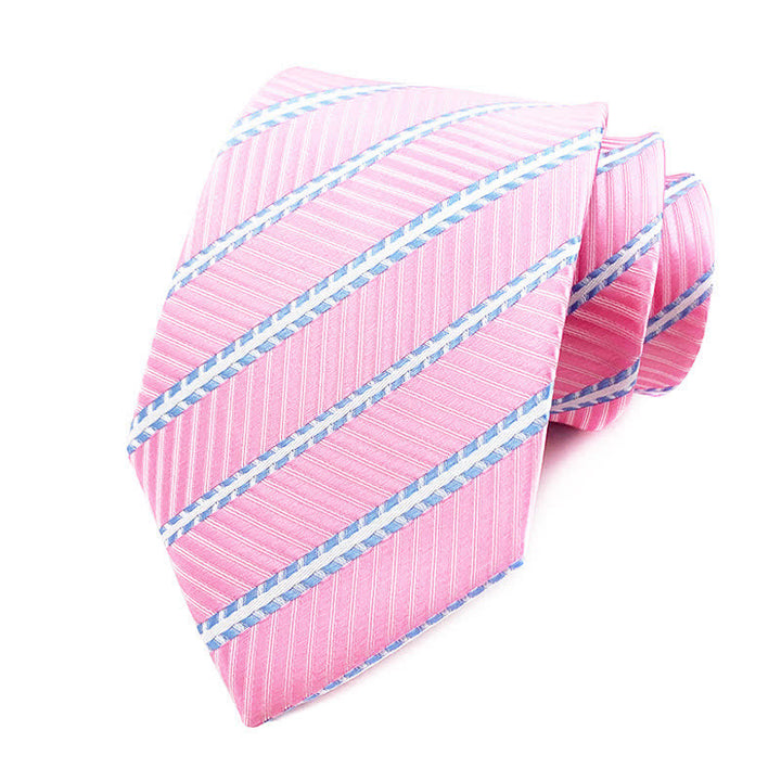 Cravatta a righe urbane preppy da uomo - Rosa e blu - image 9