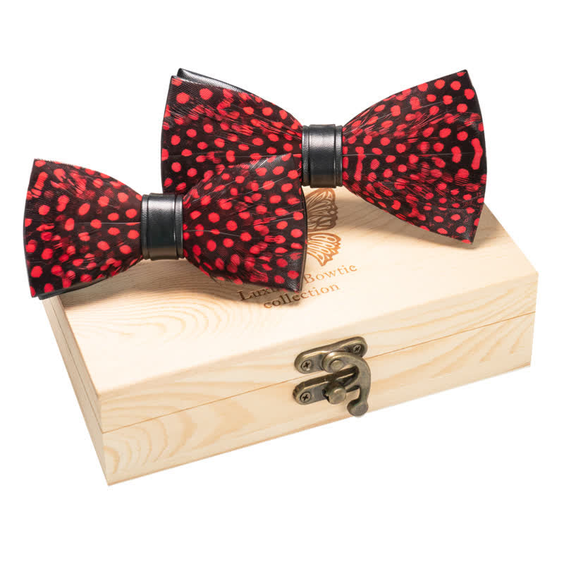 Set di 2 cravatte a farfalla a pois per genitori e figli Red Finch - Rosso - image 0