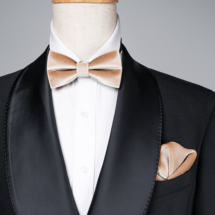 Papillon in velluto color champagne da uomo - image 0