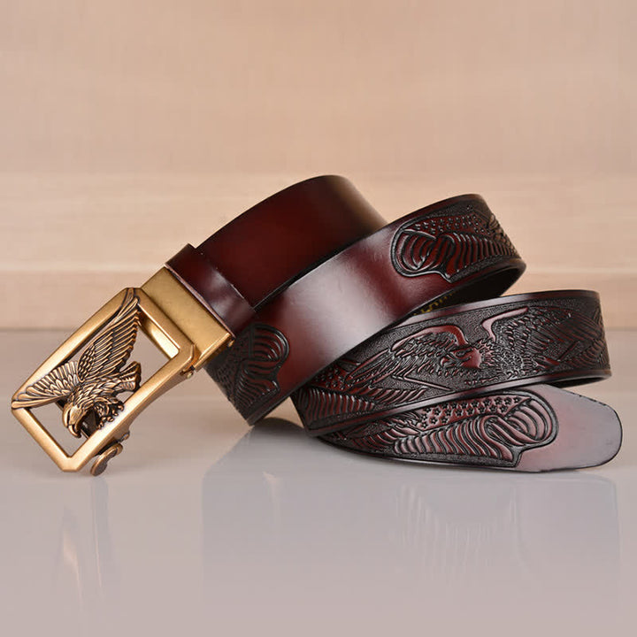 Cintura in pelle goffrata con fibbia Hollow Eagle da uomo - image 25