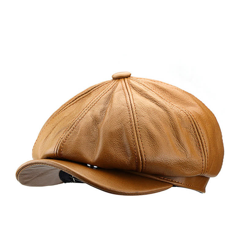 Berretto da pittore in pelle di mucca Gatsby a 8 pannelli - Cachi - Taglia XL (24"-24 1/2") - image 0