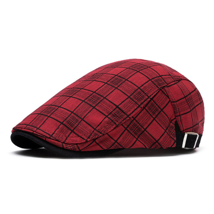 Cappello basco a righe e quadri in puro cotone, moda primavera ed estate - Griglia rossa - Regolabile (22"-24") - image 11