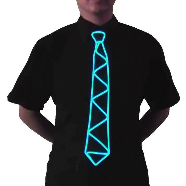 Cravatta luminosa con striscia LED al neon - Blu ghiaccio - image 6