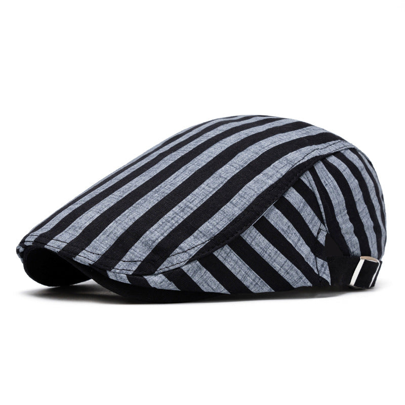 Cappello basco a righe e quadri in puro cotone, moda primavera ed estate - Striscia grigia - Regolabile (22"-24") - image 14