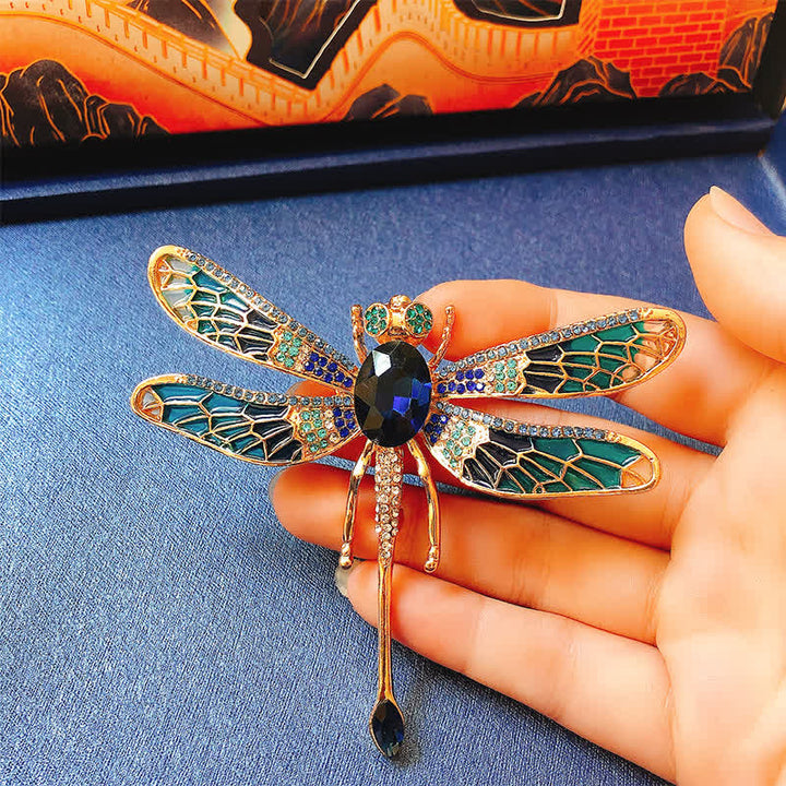 Spilla da donna lussuosa con libellula in strass da palazzo - Blu - image 9