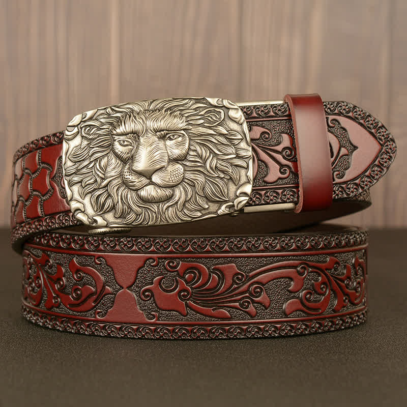 Cintura in pelle da uomo con testa di leone - Argento e marrone - 46 - image 15