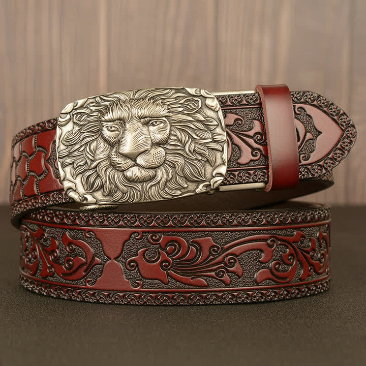 Cintura in pelle da uomo con testa di leone - Argento e marrone - 46 - image 15