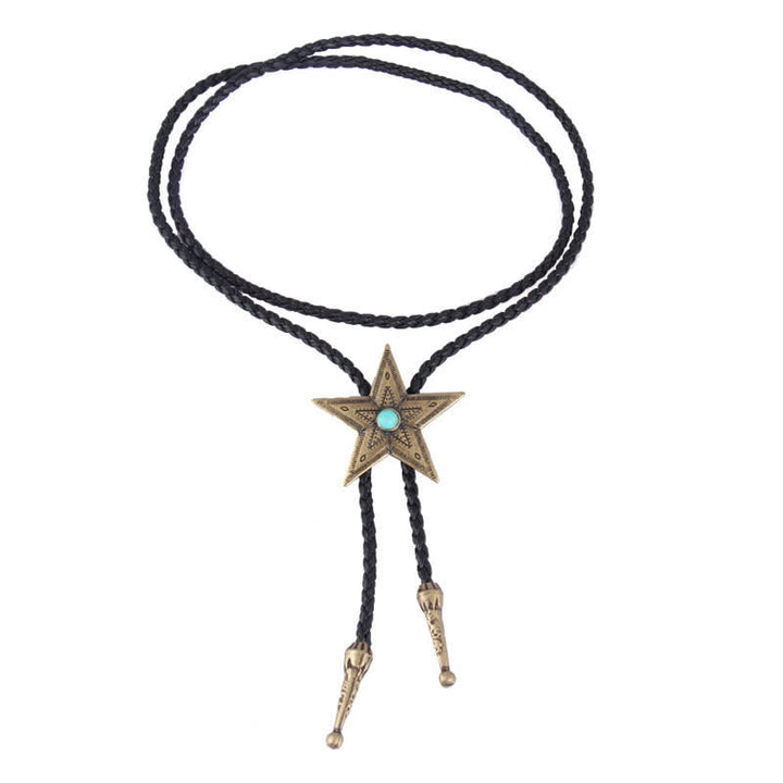 Collana con ciondolo a forma di stella in pietra naturale vintage Bolo Tie - image 8