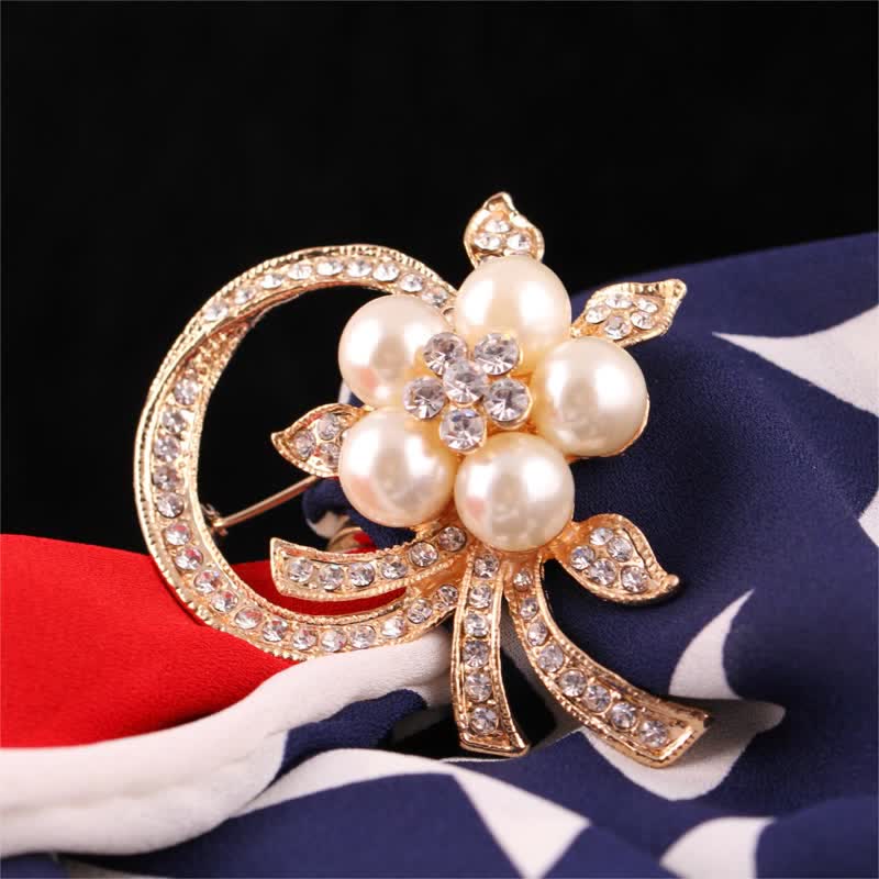 Spilla da donna con ghirlanda di perle e strass - image 1
