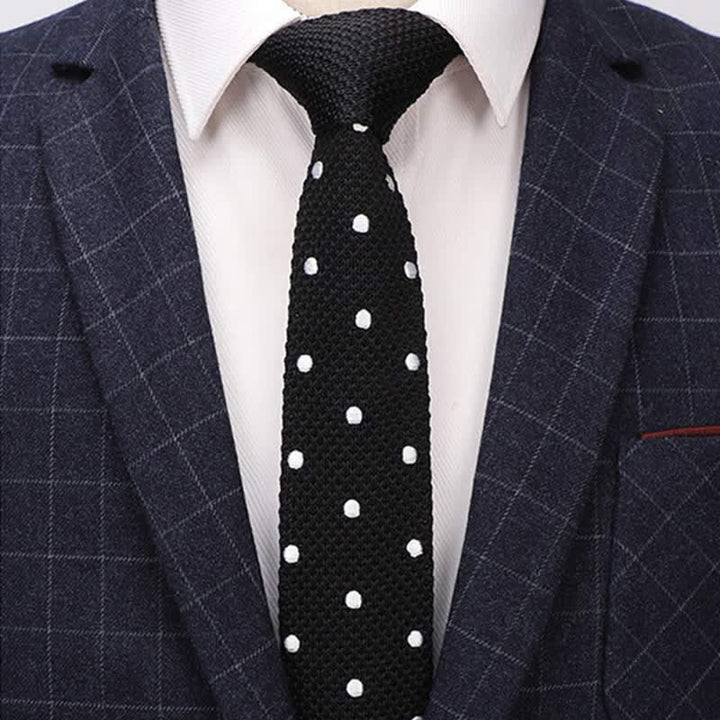 Cravatta a maglia a pois bianchi da uomo - image 3