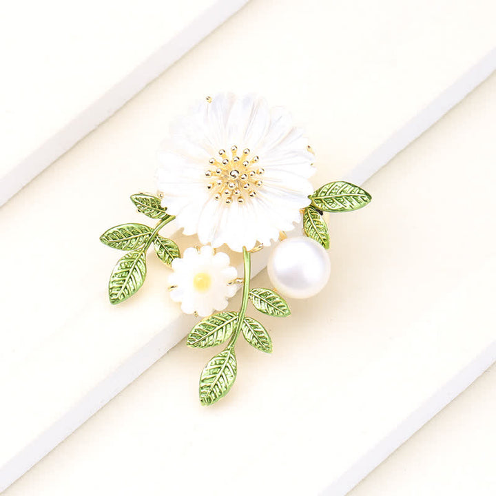 Spilla romantica da donna con perle e conchiglia a margherita - image 4