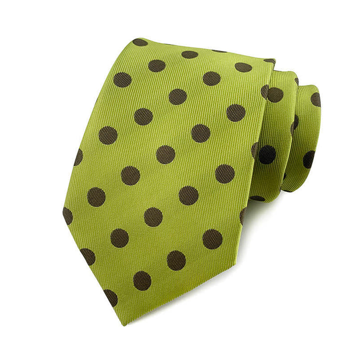 Cravatta a pois da uomo - Punti medi - Verde oliva e caffè - image 21