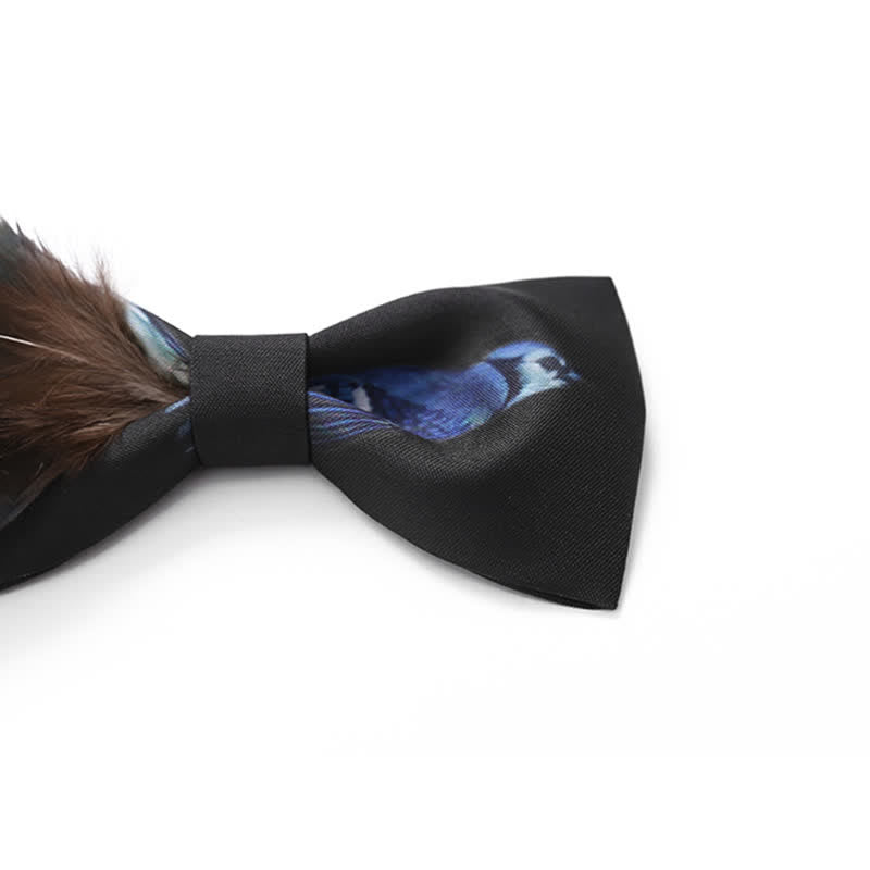 Papillon con piume di gazza blu e nero - image 3