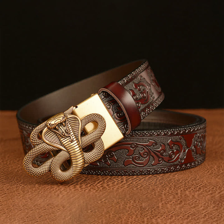 Cintura in pelle con fibbia a medaglione a forma di serpente da uomo - image 3