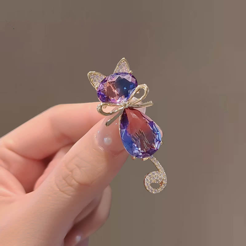 Spilla con strass a forma di gattino carino da donna - image 5