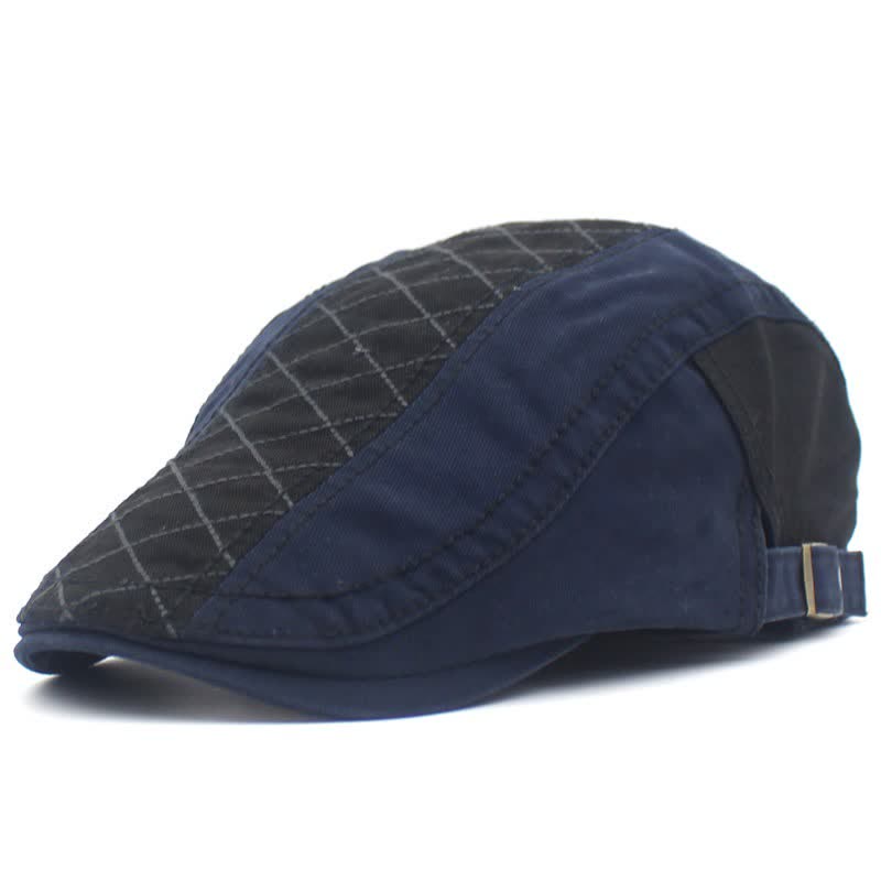 Berretto con ricamo vintage a quadri patchwork - Nero e blu navy - Regolabile (circa 21 5/8"-23 5/8") - image 8