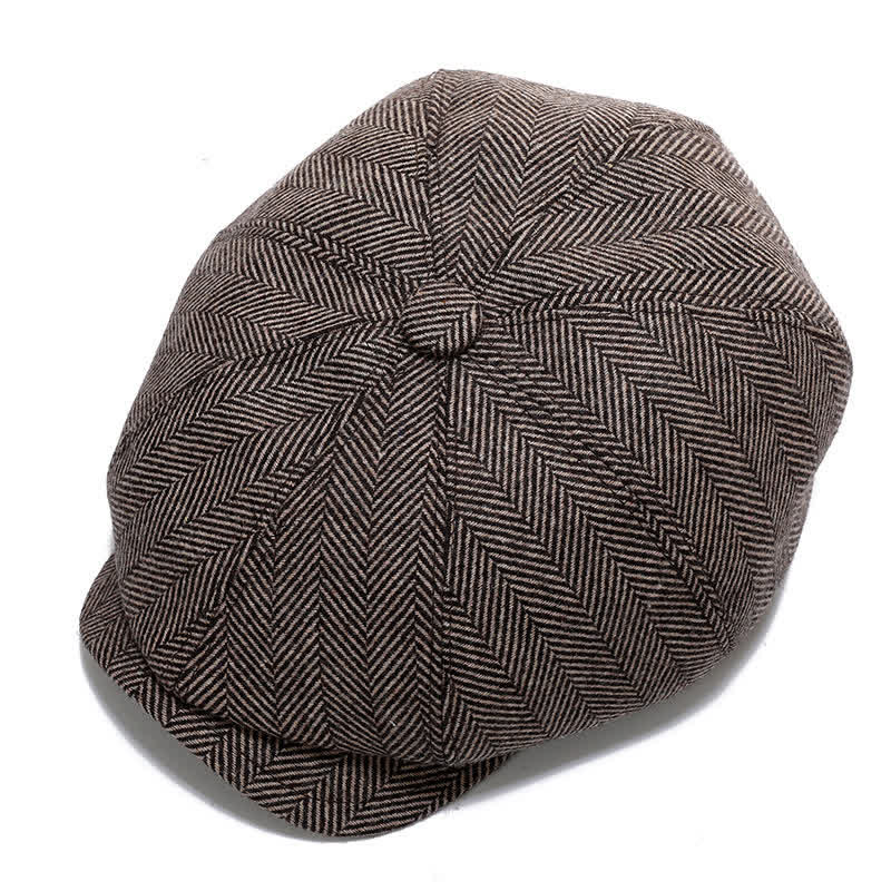 Classico berretto piatto da giornalaio con paraorecchie - Spina di pesce al caffè - Regolabile (circa 22"-23 5/8") - image 11