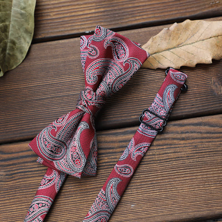 Papillon floreale a righe inglesi da uomo - Paisley rosso - image 14