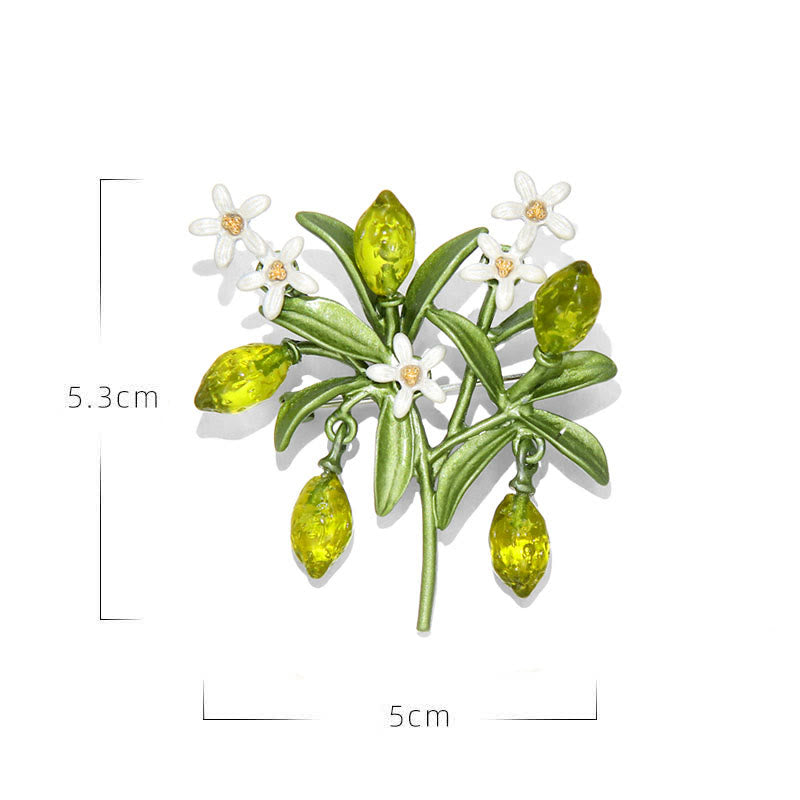 Spilla da donna a forma di goccia di limone con pianta verde - image 6