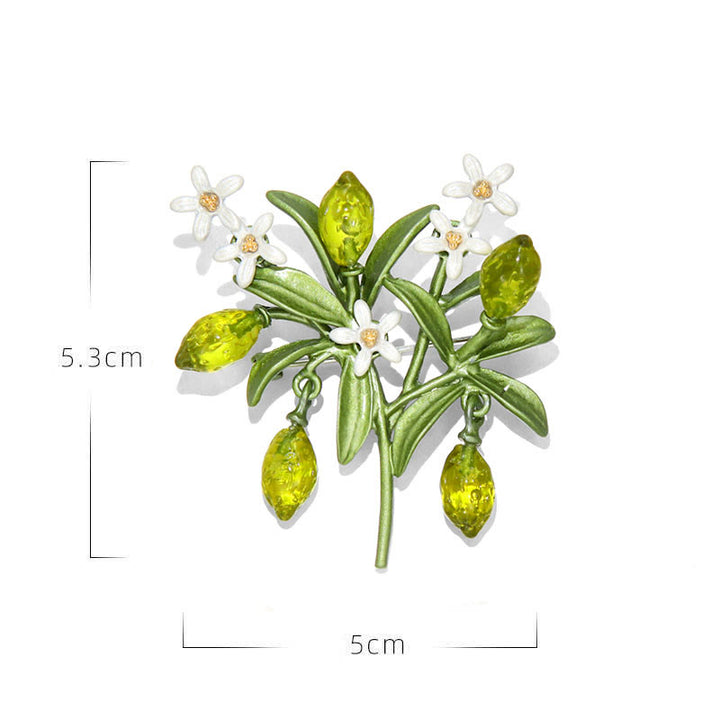 Spilla da donna a forma di goccia di limone con pianta verde - image 6