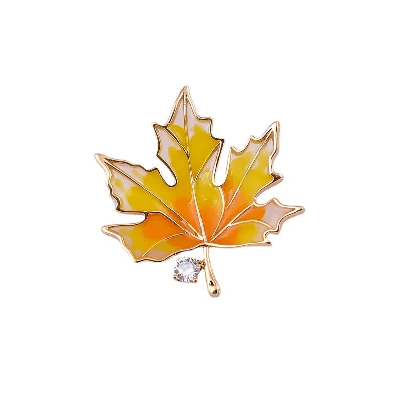 Spilla da donna con foglia d'acero dorata autunnale - image 0