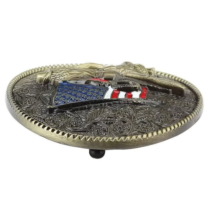 Cintura in pelle con fibbia della bandiera americana da cowboy fai da te da uomo - image 7
