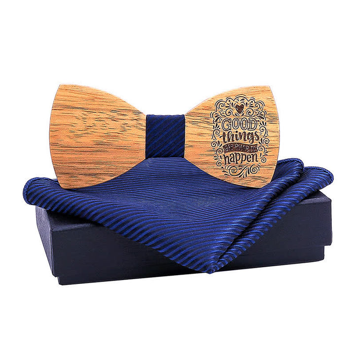 Set di 2 papillon in legno con proverbi da uomo - LE COSE BELLE ACCADRANNO #1 - image 0