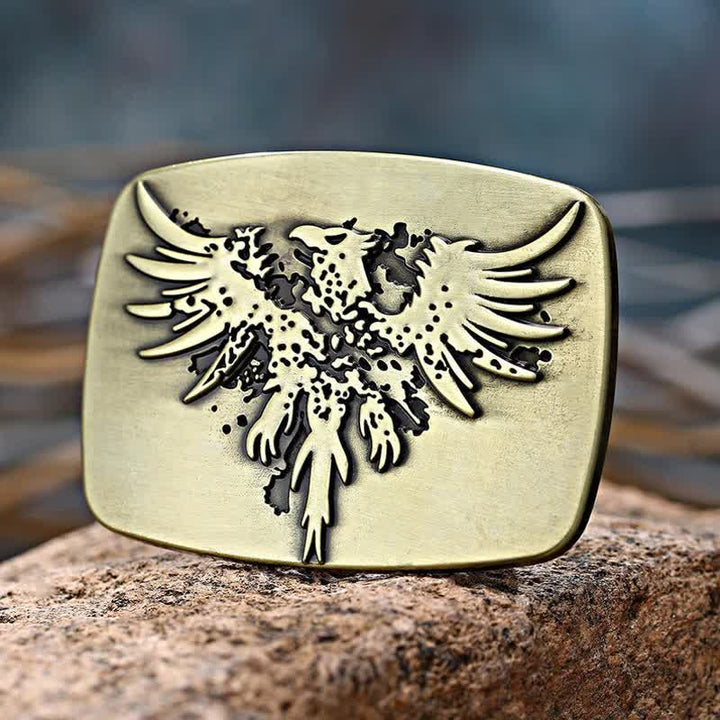 Cintura in pelle con fibbia a forma di aquila fenice risorgente fai da te da uomo - Bronzo - Senza cintura - image 3