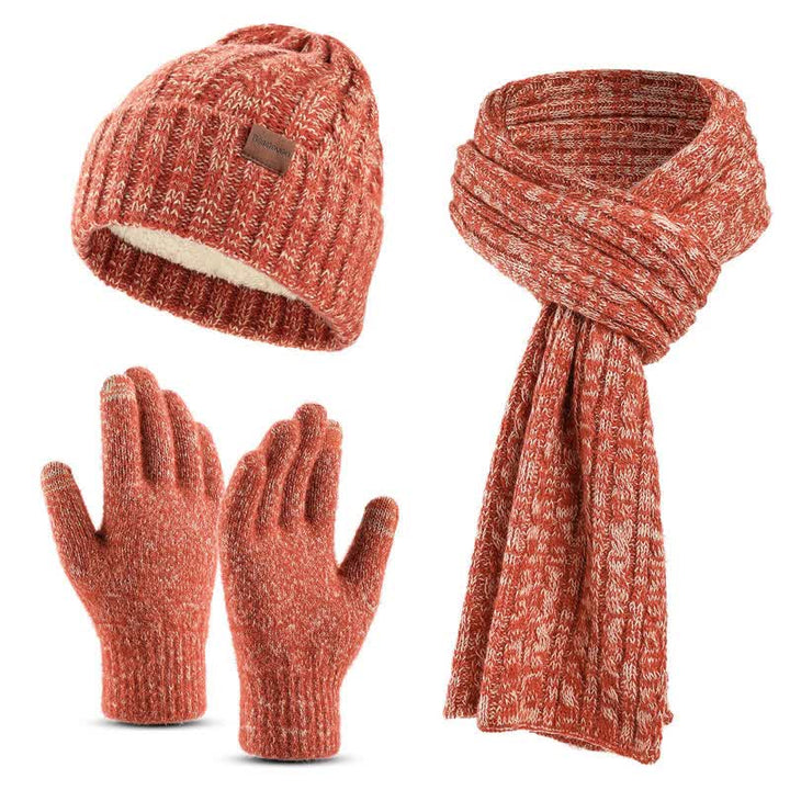 3 pezzi unisex elegante cappello sciarpa lunga touch screen guanti set - Rosso - Regolabile (circa 17,72"-25,78") - image 8