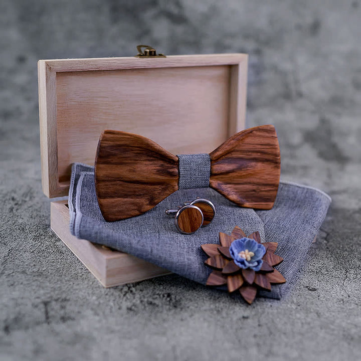 Set di 4 papillon in legno concavo formale da uomo - image 2