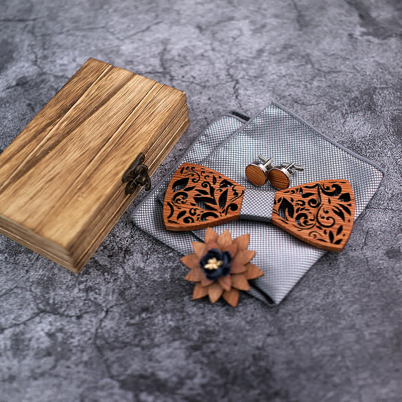 Set di 4 papillon in legno cavo da uomo con pianta - image 5