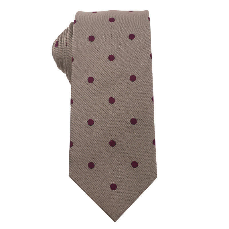 Cravatta da uomo British Khaki Champagne Series - Puntini Borgogna - image 9