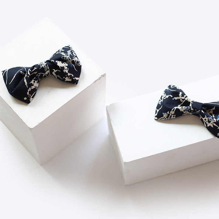 Papillon da uomo con graffiti blu navy e bianco - image 3
