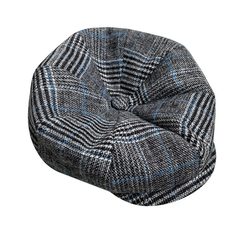 Berretto basco ottagonale scozzese grigio e blu Newsboy - image 5