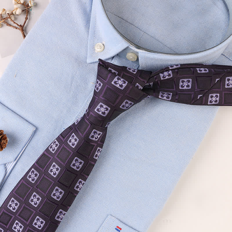 Cravatta da uomo con motivi floreali geometrici vintage - Diamante viola - image 11
