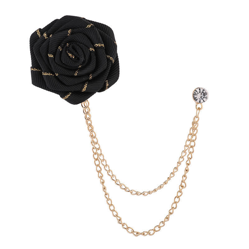 Spilla a catena con rose floreali da uomo - Nero - image 8