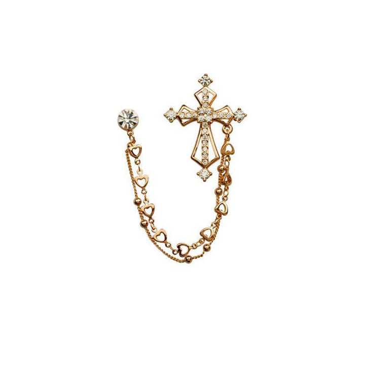 Spilla da uomo con strass a croce e nappe nobili - image 4