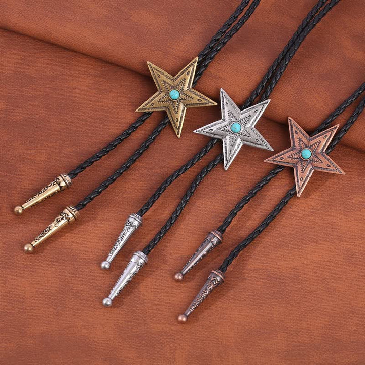 Collana con ciondolo a forma di stella in pietra naturale vintage Bolo Tie - image 3