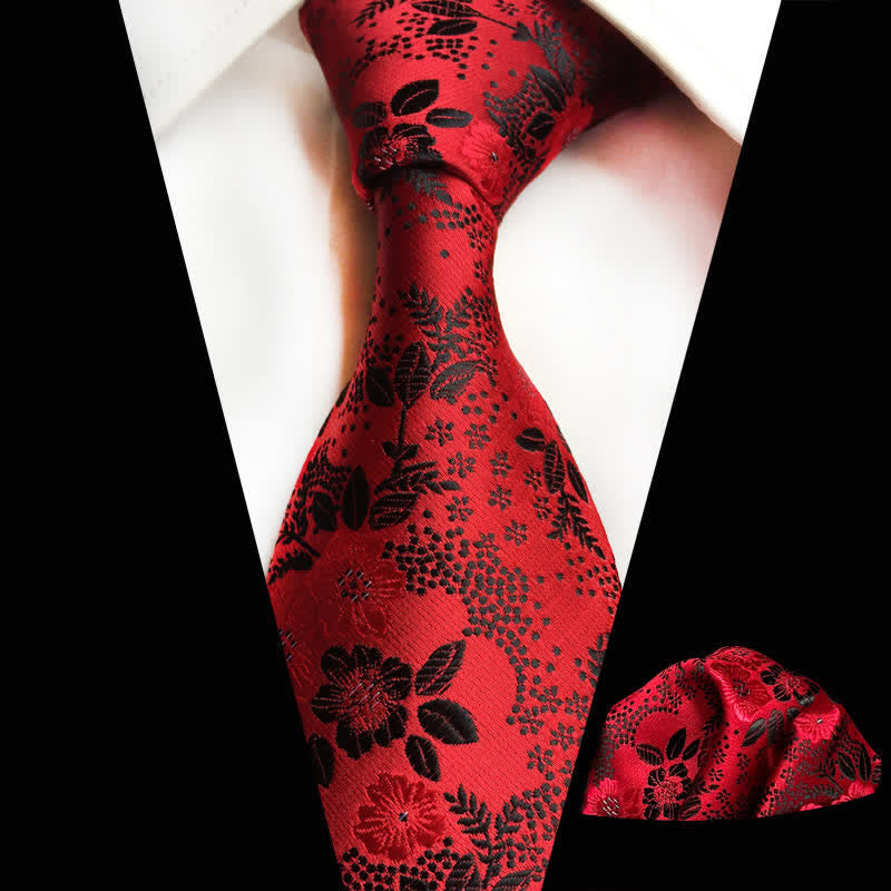 Set di 2 cravatte floreali con fiori di prugna da uomo - Rosso - image 17
