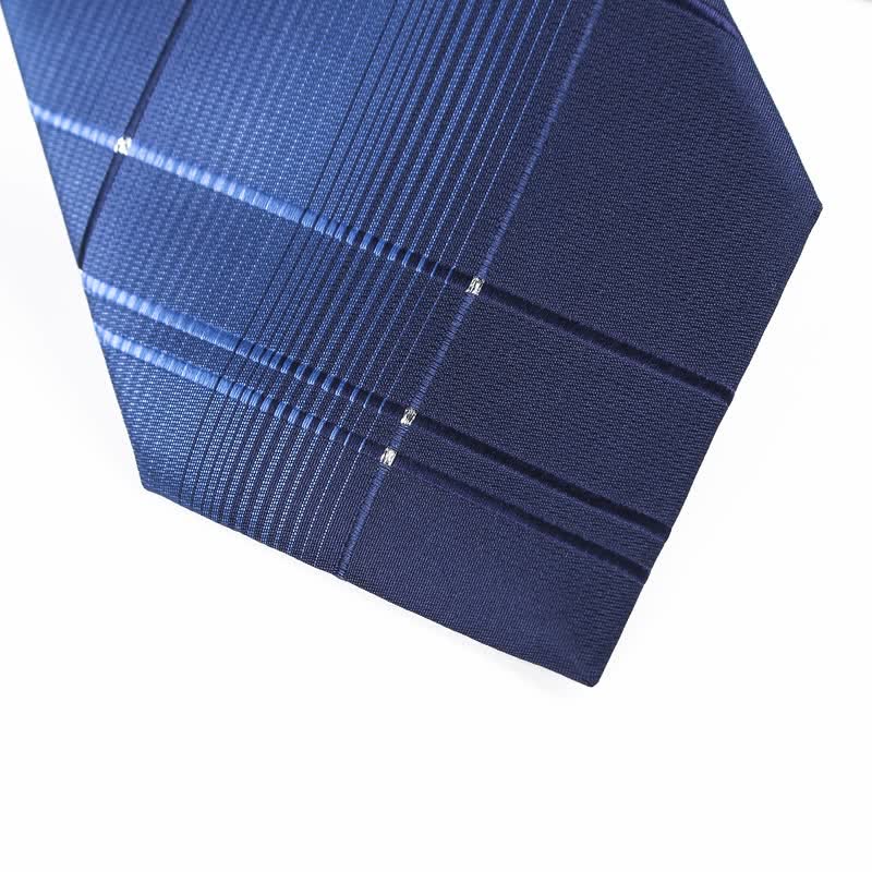 Cravatta da uomo con cerniera blu navy sfumata a quadri - image 5
