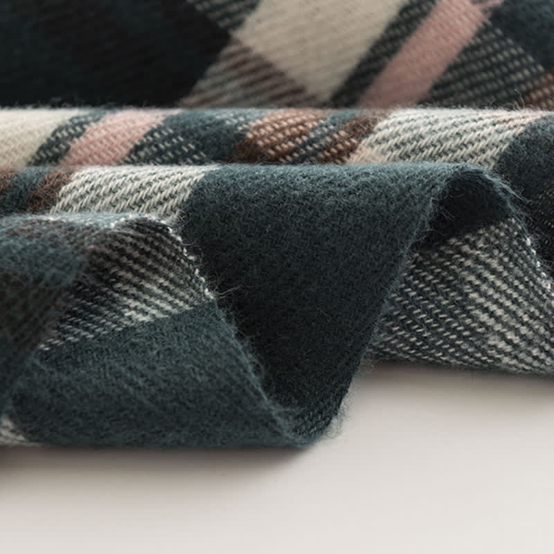 Sciarpa con frange a quadri britannici versatile da donna - image 8
