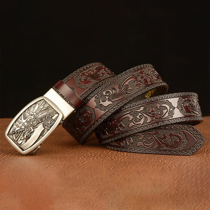 Cintura in pelle con bandiera americana e aquila da uomo - image 14