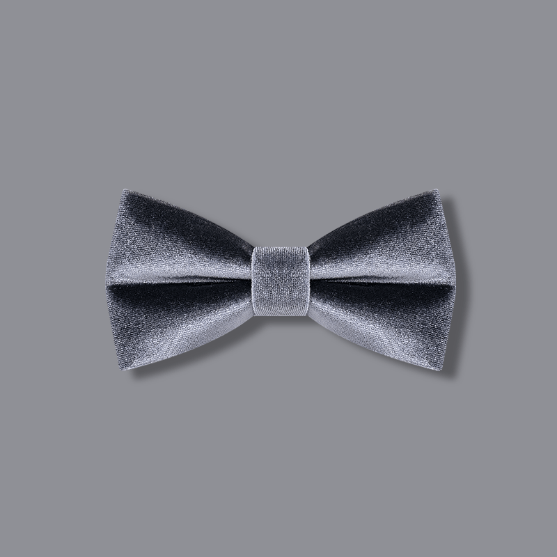 Papillon in velluto tinta unita grigio antracite da uomo - Grigio carbone - image 1