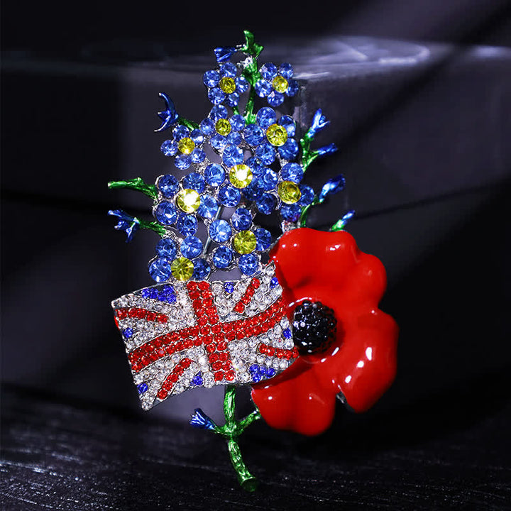 Spilla unisex multicolore con bandiera dell'Unione e papavero - Rosso - image 0