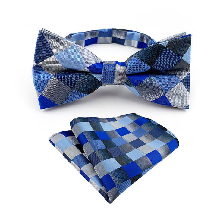 Set da 2 pezzi da uomo con papillon e fazzoletto da taschino a righe a quadri - Marina Militare - image 0
