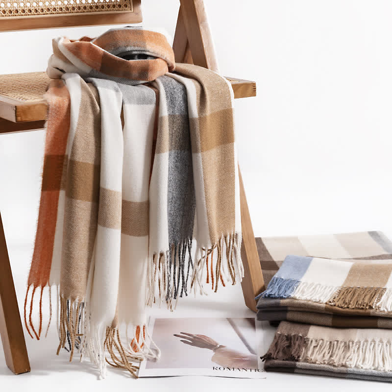 Sciarpa in cashmere imitazione a quadri di classe da donna - image 0