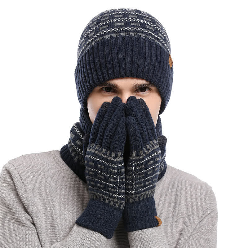 Set di 3 cappelli, sciarpe e guanti a doppio strato in maglia - image 1