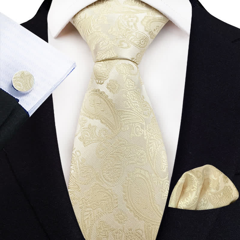 Set di 3 cravatte esotiche Paisley da uomo - Avorio - image 4