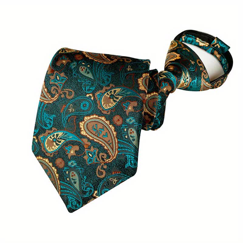 Cravatta floreale con cerniera Paisley retrò da uomo - Blu notte - image 1